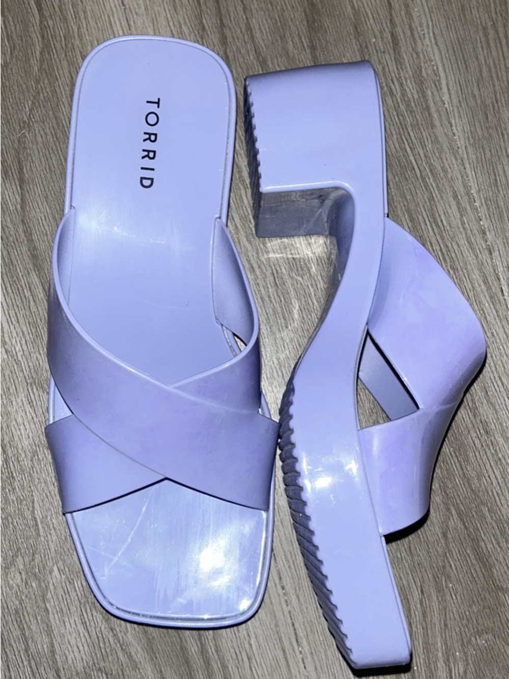 torrid Pastel Lavender Crisscross Block Heel Slide 9ww
